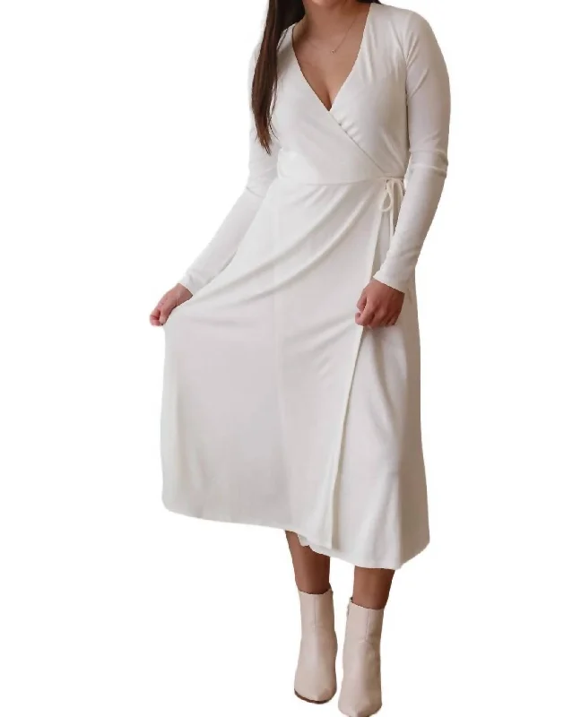 Lighten Up With Nordic Styles Icon Wrap Midi Dress In Off-White