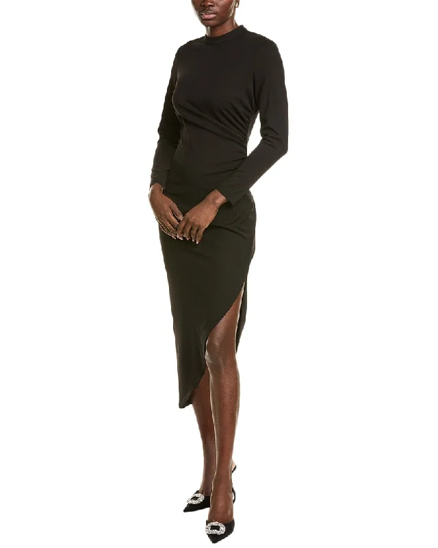 Big Savings On Minimalist Office Styles Anne Klein Asymmetrical Hem Ruched Midi Dress