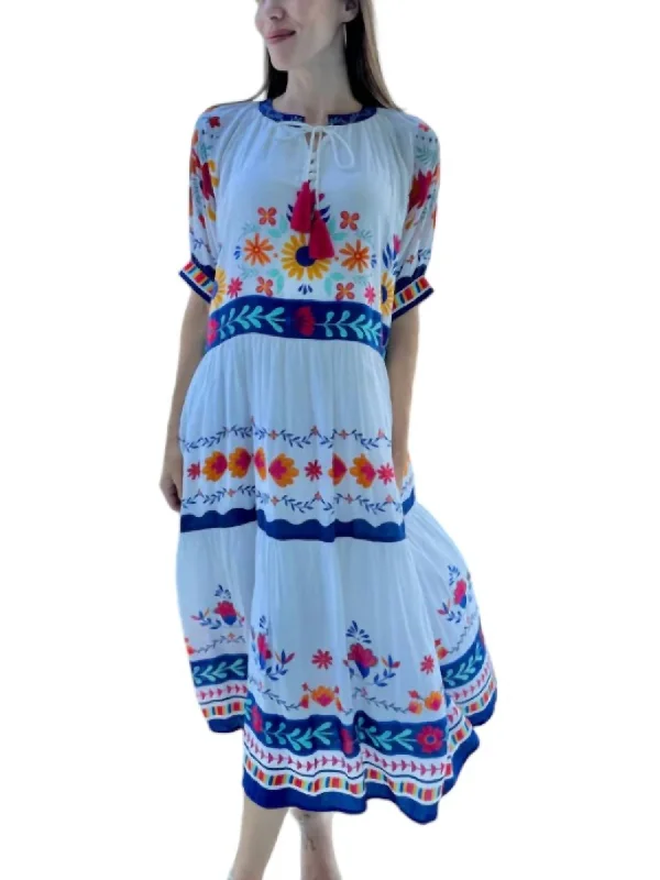 Summer Fashion Paros Midi Dress In Aegean White