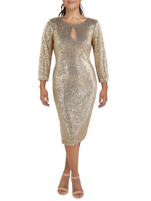 Exclusive Sale Womens Embellished Long Sleeve Midi Dress