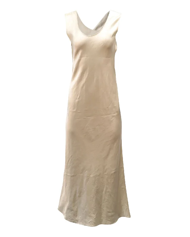 Fashion Deal Theory Draped Maxi Dress in Ivory Triacetate