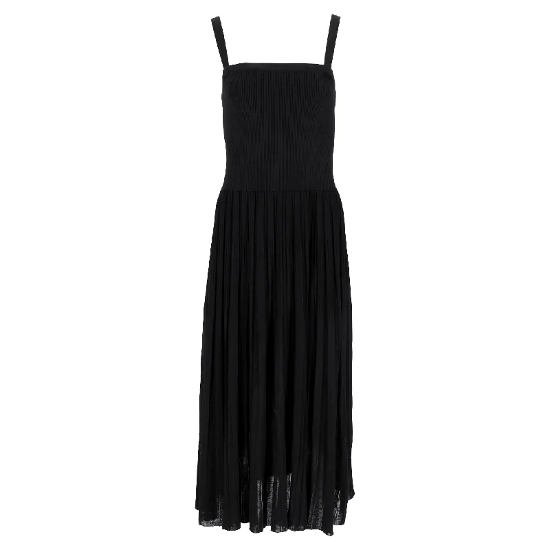 Chic Outfits Zimmermann Clover Pleated Ribbed-Knit Midi Dress in Black Viscose