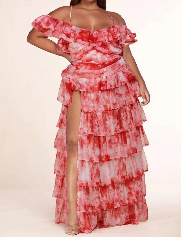 Exclusive Sale Hawaiian Christmas Tie Dye Maxi Dress In Red