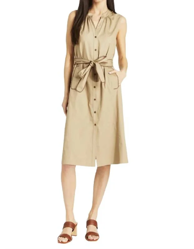 Chic Style Madison Midi Dress In Khaki