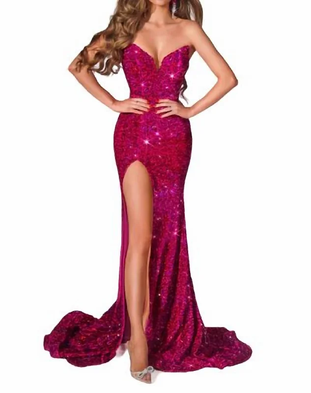 Exclusive Discount Velvet Sequin Maxi Dress In Red