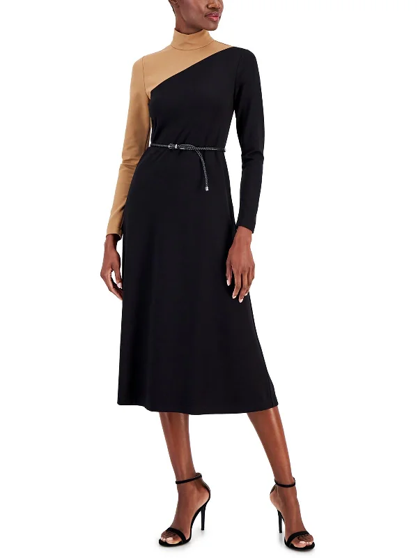 Season Sale Womens Colorblock Casual Wear Midi Dress