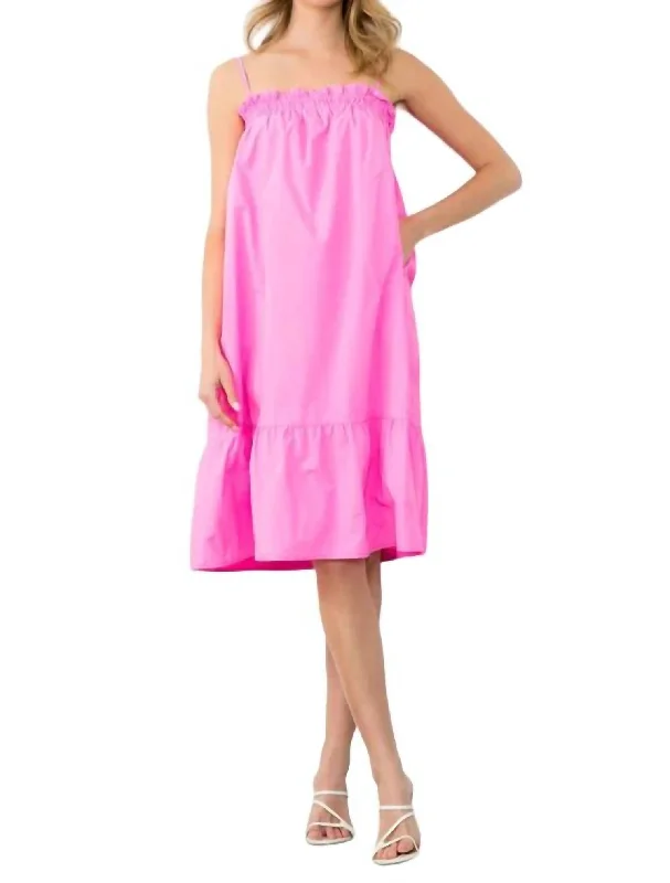 Big Savings Strap Poplin Midi Dress In Pink