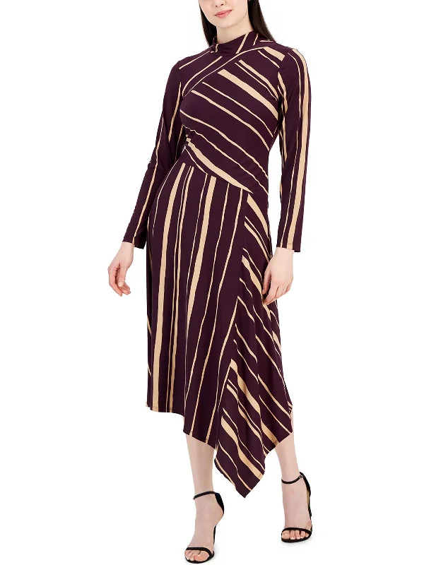 Beat The Heat In Tropical Styles Womens Jersey Striped Midi Dress