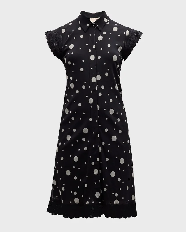 Big Savings On Rustic Countryside Styles Polka-Dot Lace-Trim Tulle Midi Dress