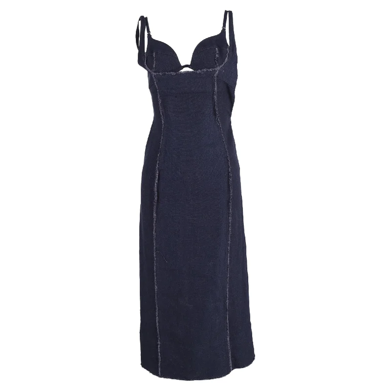 Big Savings Jacquemus Valerie Cutout Midi Dress in Navy Blue Denim