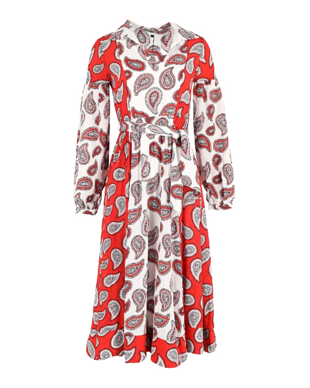 Clearance Event Dodo Bar Or Harrison Paisley-print Midi Dress In Red Silk