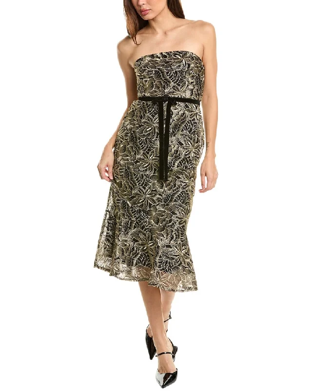 Now On Sale For Chic Urban Styles Sam Edelman Platinum Leafy Embroidery Midi Dress