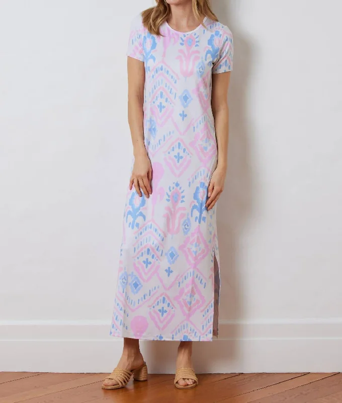 Fashion-Forward Bali Maxi Dress In Luxe Stretch In Summer Ikat