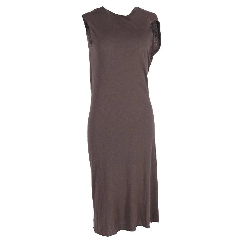 Fashion For Every Occasion Rick Owens Lilies Asymmetric Draped-open Back Midi Dress in Brown Viscose