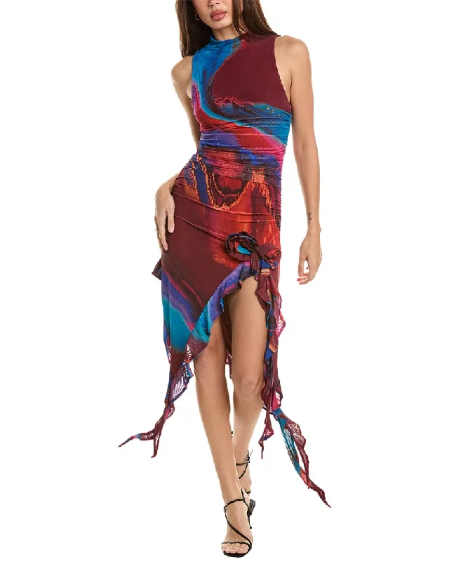 Tropical Island - Inspired Attire AFRM Ruched Mesh Midi Dress