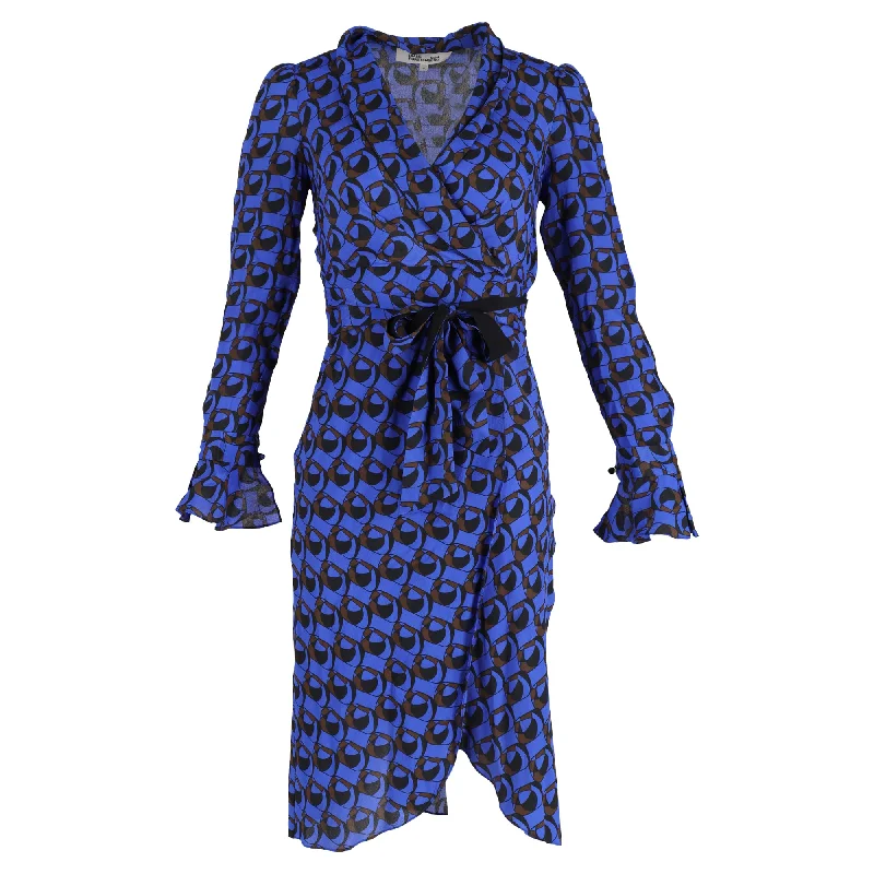 Trendy Styles Diane Von Furstenberg Anuj Wrap-effect Printed Midi Dress In Cobalt Blue Crepe De Chine