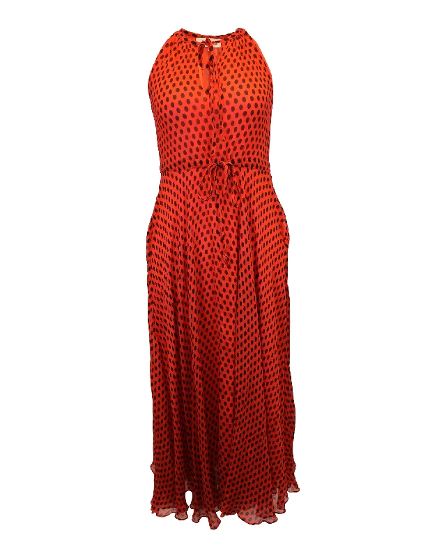 Special Offer Diane von Furstenberg Polka-Dot Maxi Dress in Red Silk