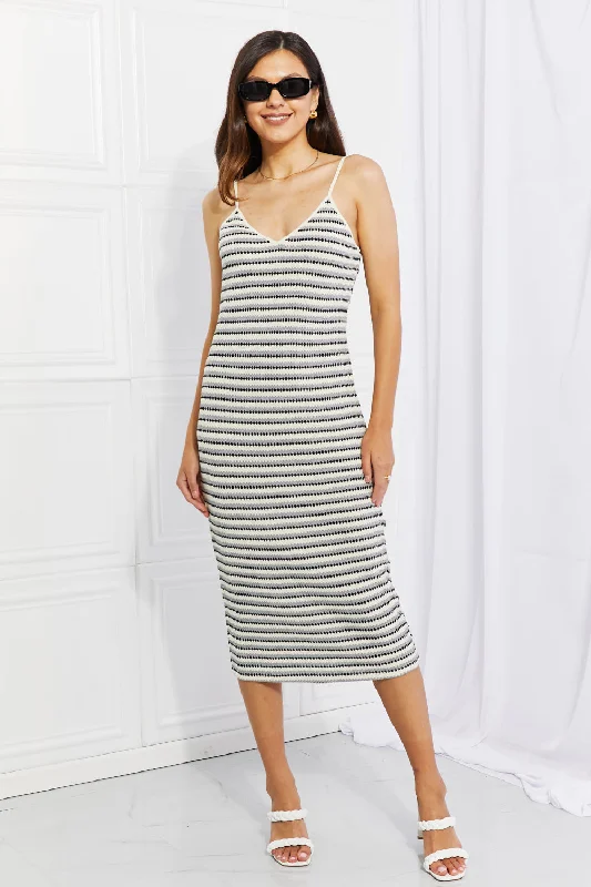 Exclusive Sale One to Remember Striped Sleeveless Midi Dress