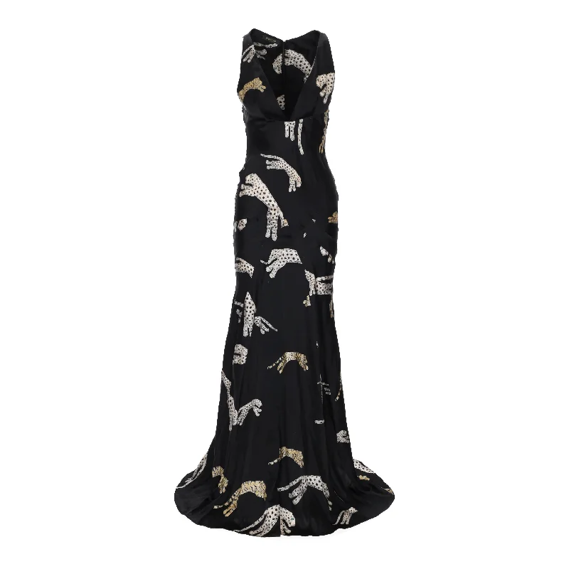 Anniversary Sale Roberto Cavalli Animal Print Silk Maxi Dress - '00s