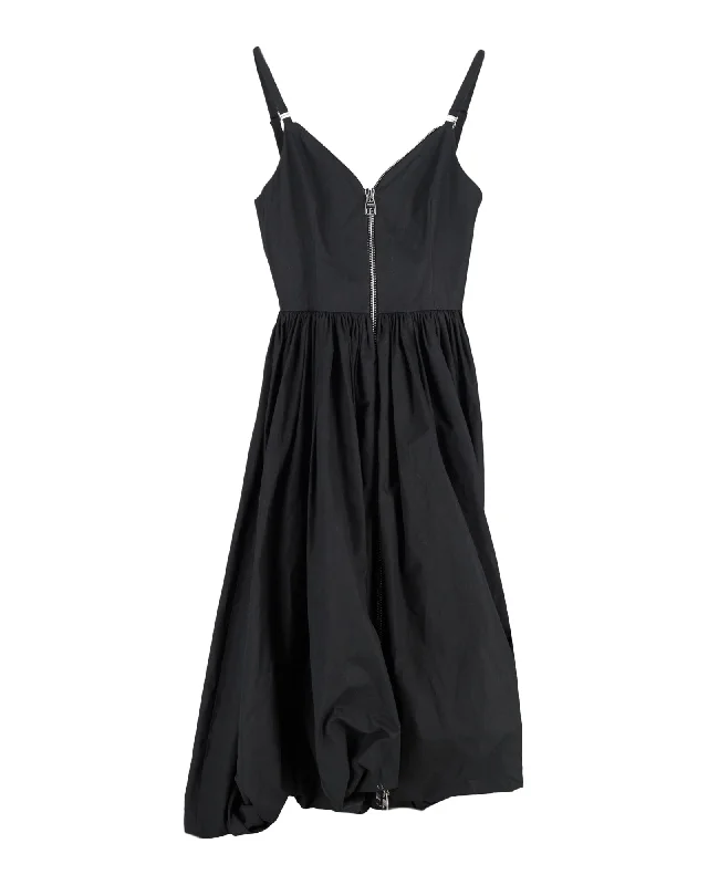 Seasonal Fashion Alexander McQueen Parachute Midi Dress in Black Cotton