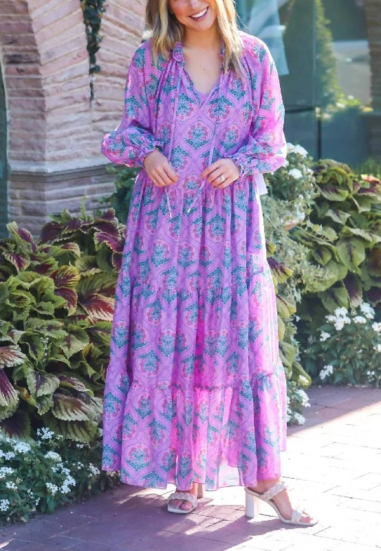 Summer Splash Sale Ivy Long Sleeve Maxi Dress in Multi