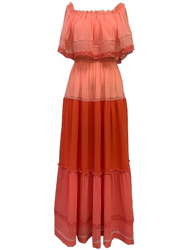 Feminine Soft - Hued Styles Womens Drapey Long Maxi Dress