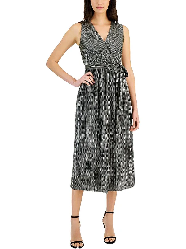 Best-Sellers Womens Metallic Sleeveless Midi Dress