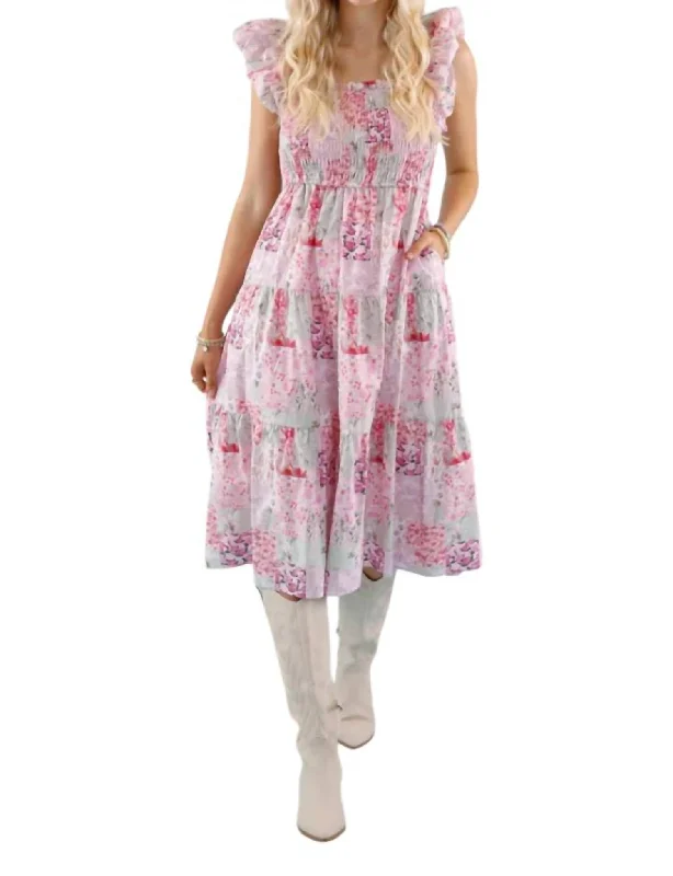 Holiday Sale Cherry Blossom Midi Dress In Pink