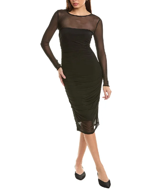 Lighten Up With Nordic Styles 1.STATE Ruched Mesh Midi Dress