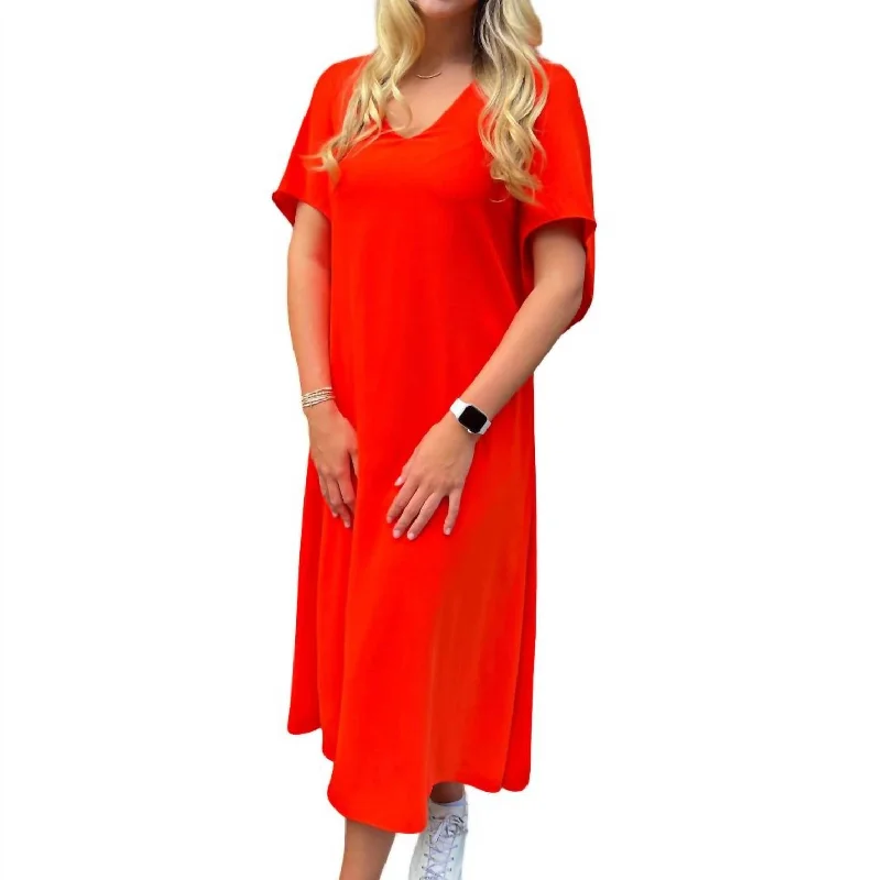 Fashion Deal Meredith Midi Dress In Cherry Tomato