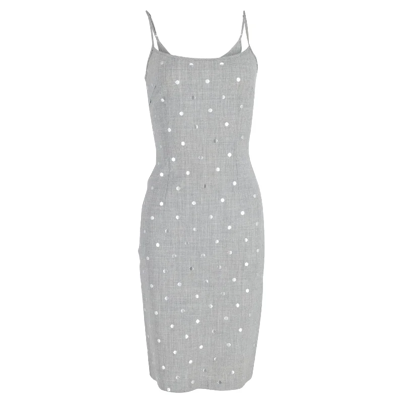 Spring Wardrobe Moschino Jeans Polka Dot Midi Dress in Grey Polyester