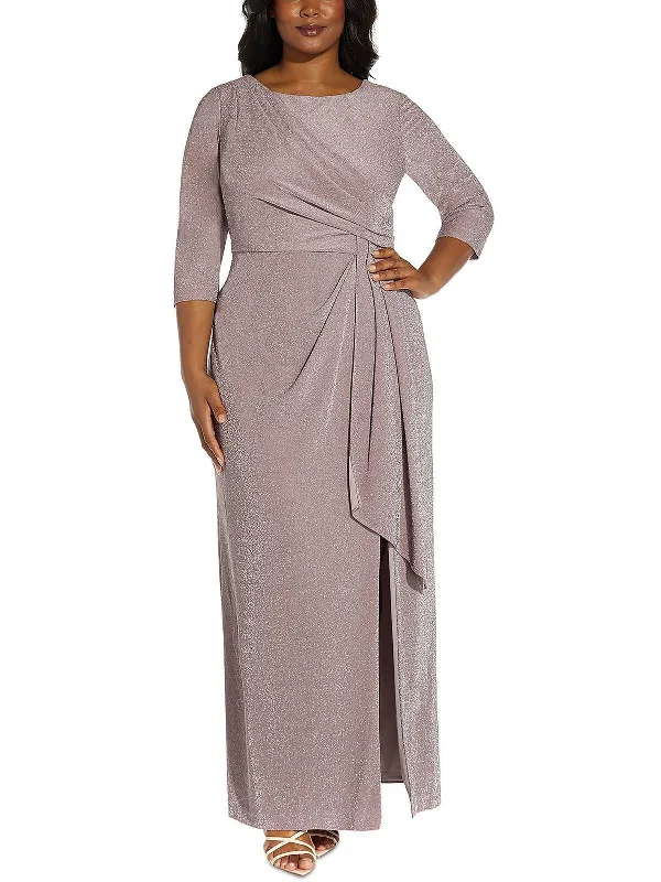 Weekend Special Plus Womens Metallic Gathered Maxi Dress