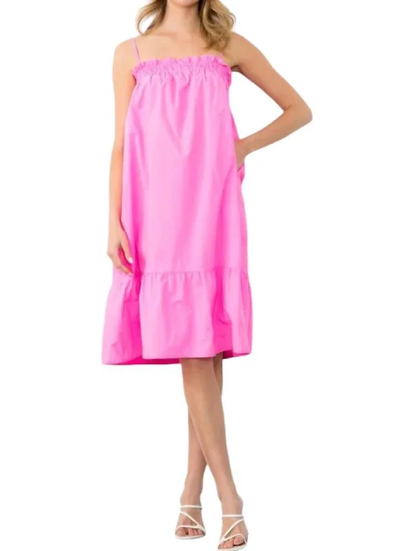 Limited Quantities Bright And Airy Midi Dress In Pink