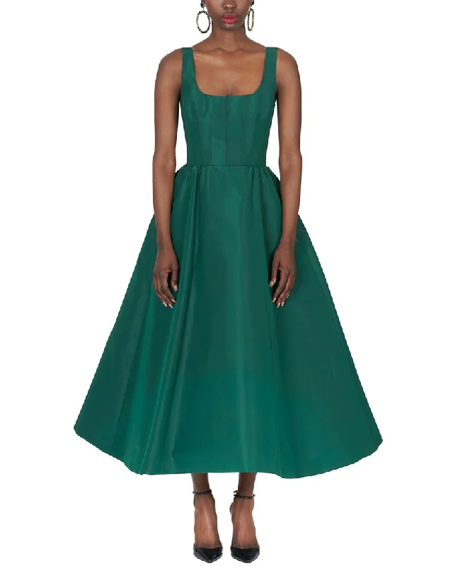 Spring Fling Sale Carolina Herrera Wide Strap Full Silk Midi Dress