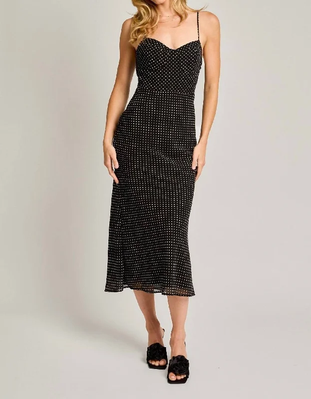 Wardrobe Upgrade Mon Cheri Polka Dot Midi Dress In Black/white