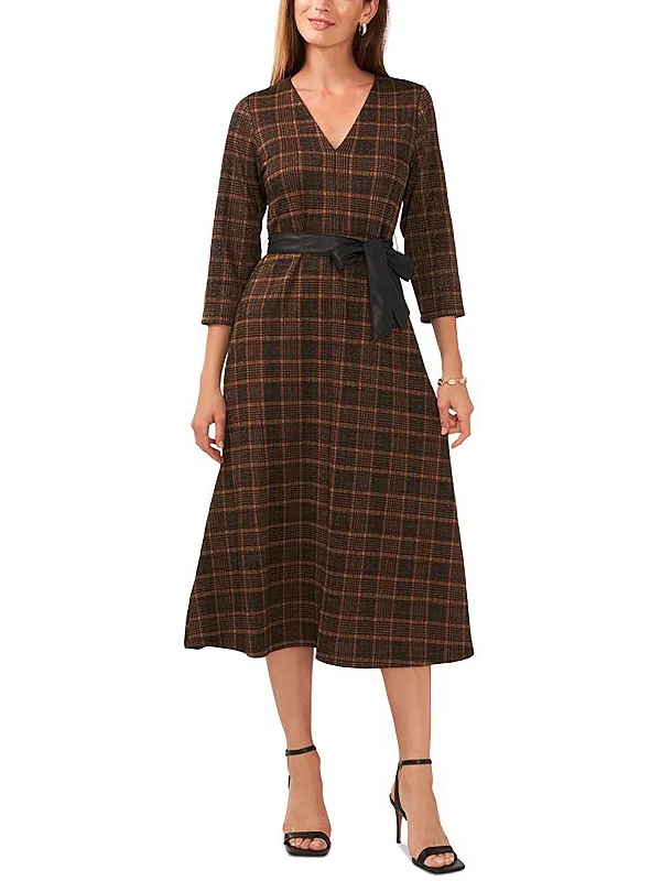 Great Prices On Feminine Styles Womens Knit Plaid Midi Dress