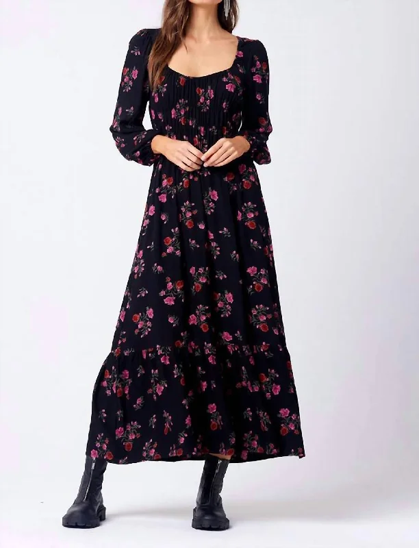 Now On Sale For Chic Urban Styles Lenora Maxi Dress In Black/pink