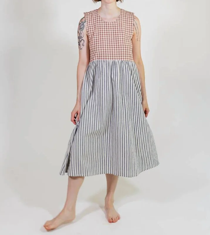 Best-Sellers Lilah Midi Dress In Gingham Stripe Mix