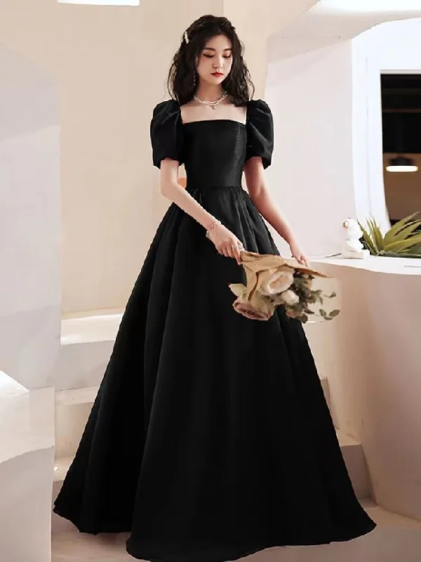 Fashion Forward Black evening dress, new style satin prom dress,princess birthday dress,custom made Y4953