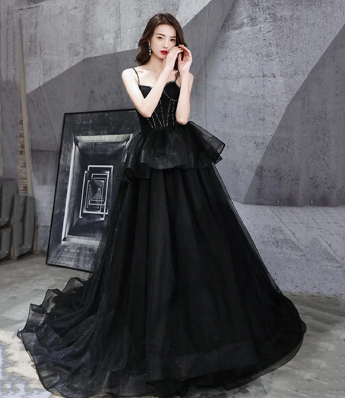 Final Clearance BLACK TULLE LONG BALL GOWN DRESS BLACK EVENING DRESS    cg22508