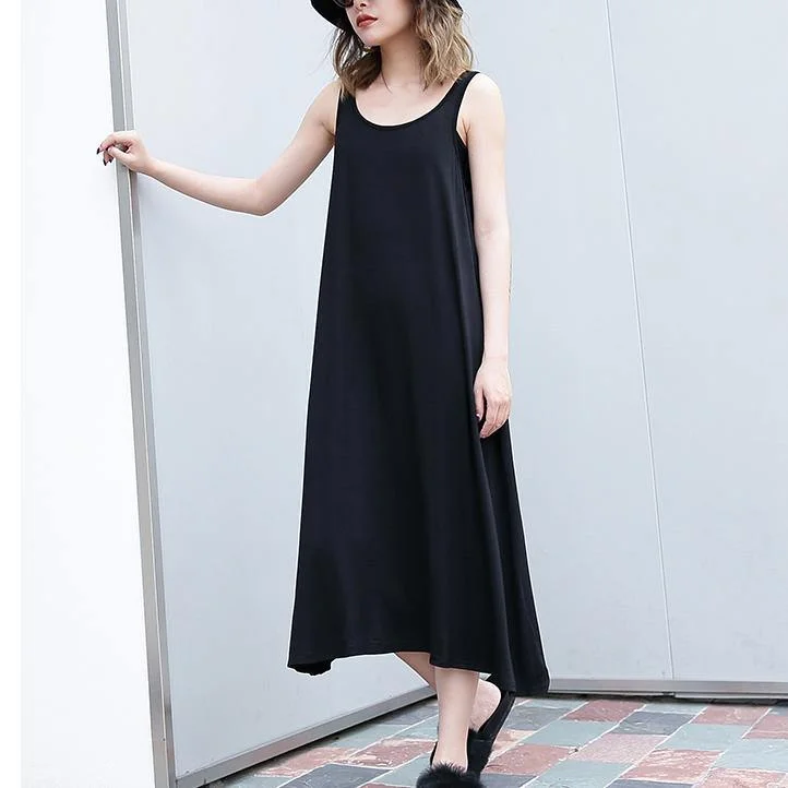 Mother'S Day Special 2024 black long cotton dress trendy plus size sleeveless caftans Elegant wild dress