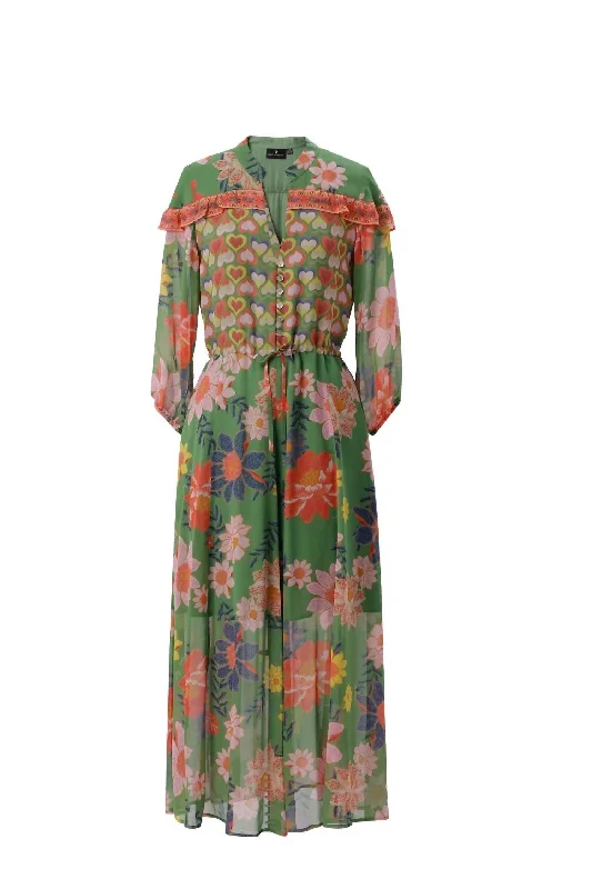 Now On Sale For Chic Urban Styles Jennifer Dress In Green Floral