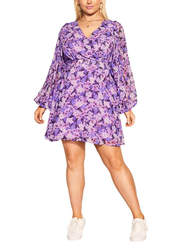 Celebrate With Big Savings Womens Mini Floral Print Mini Dress