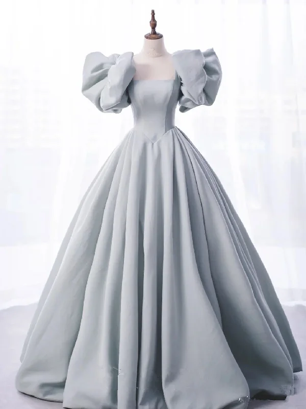 End Of Season Sale Charming Grey Satin Ball Gown,A-line Princess Dress,18th Birthday Party Dress Y4975