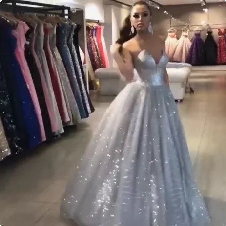 Spring Fling Sale Elegant silver ball gown Long Prom Dress    cg22342