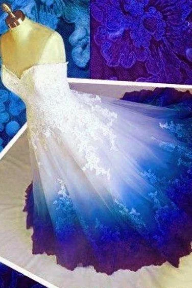 Fashion For Every Occasion Ombre Prom Dress Sweetheart Ball Gown Lace Applique Long Prom Dresses      cg22916