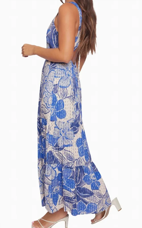 Stylish Looks Belleflower Maxi Dress In Blue Floral