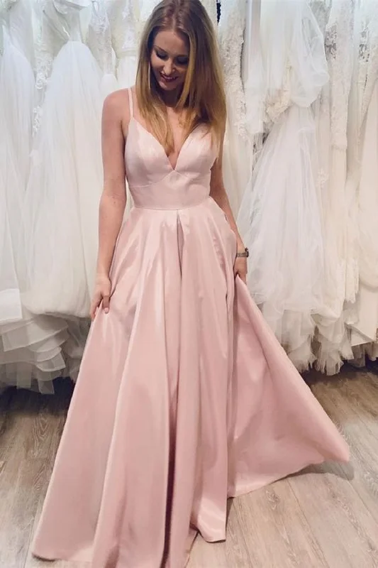 Chic Styles A-Line Long Pink Prom Dresses Formal Evening Gowns    cg13028