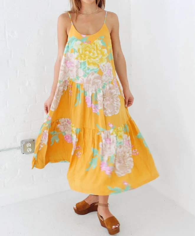 Wardrobe Refresh Laila Floral Maxi Dress In Honey