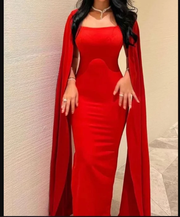 Limited-Time Offer red satin mermaid evening dress with veil Saudi Arabia prom dresses party dresses Y5030